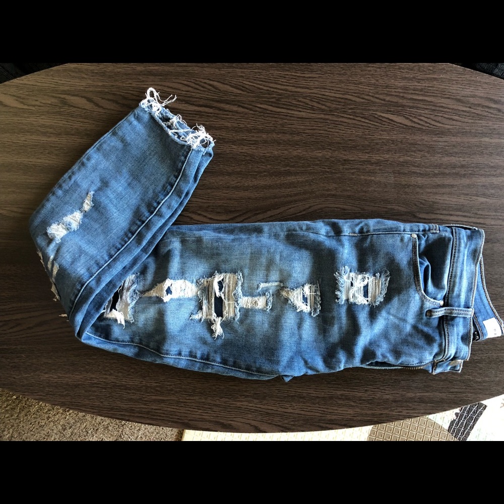 ripped skinny high rise jeggings